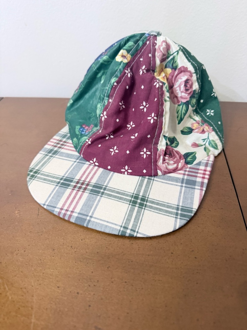 Vintage 1997 Longaberger Basket Patchwork Baseball Hat Cap Floral Cottage Boho